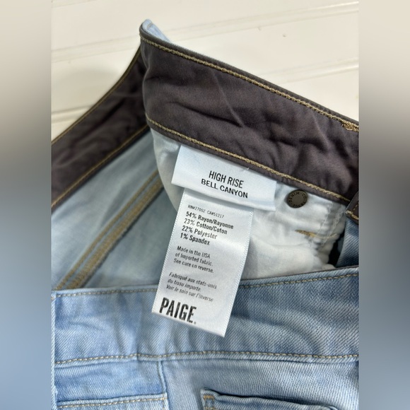 Paige High Rise Bell Canyon Jeans Denim Stretch Flare Light Wash Size 28 - Picture 13 of 16
